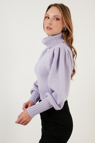 Lela Sleeve Detailed Turtleneck Pullover Sweater 63622534