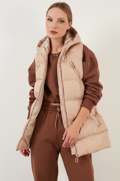 Lela Hooded Pocketed Regular Fit Puffer Vest 64789677