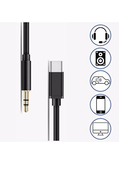HOBİPİX Tüm Telefonlarla Uyumlu Type-c Aux Kablo 1mt Kulaklık Çevirici Araç Müzik Ses Dönüştürücü