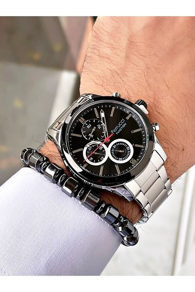 Ferrucci Silver Color Steel Strap Men's Wristwatch Bracelet Gift