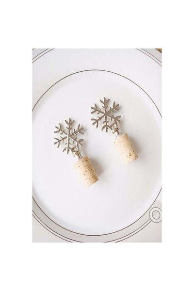 Jenisa Silver Snowflake Bottle Stopper 2 Pieces
