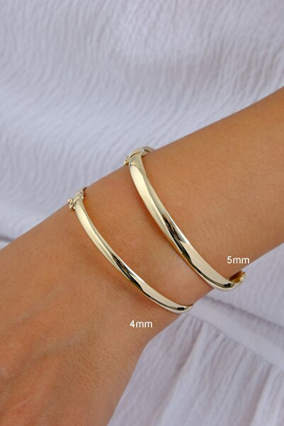 LİLAK KUYUMCULUK 14 Ayar Altın Bombeli Kelepçe 4mm