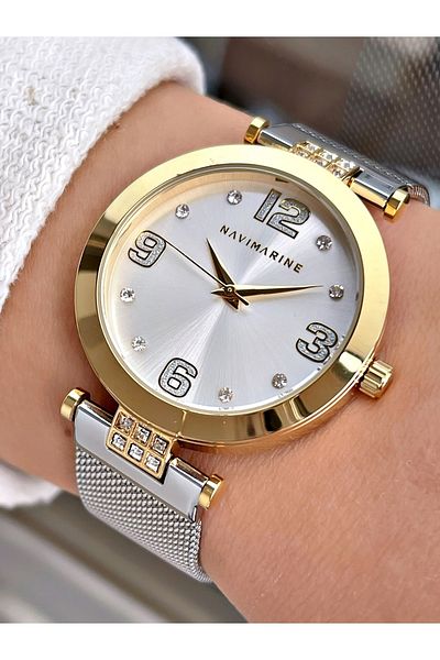 Navimarine Silver-gold Color Steel Strap Women's Wristwatch Bracelet Gift