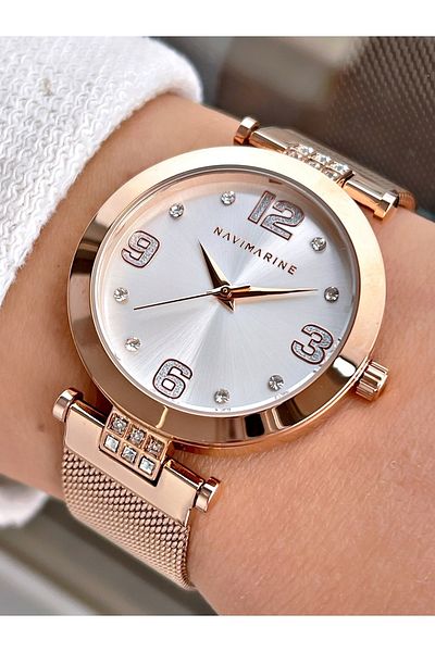 Navimarine Rosegold Color Steel Strap Women's Wristwatch Bracelet Gift