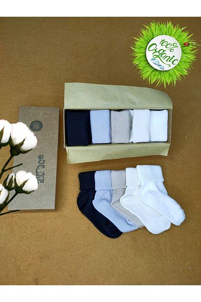 Akface (FROM THE MANUFACTURER) Baby Boy Colors Soft 5 Pairs Boxed Organic Baby Boy Socks 0-2 Years Old