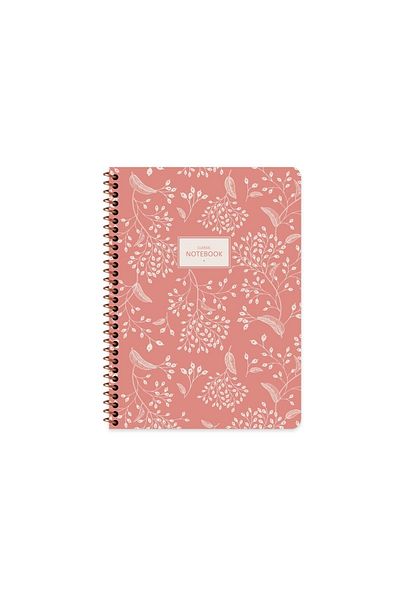 KESKİN COLOR 16.5x22.5 Wire Unlined Notebook Pastel Flora 80 Sheets Cardboard Cover