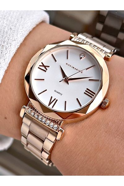 Navimarine Rosegold Color Steel Strap Women's Wristwatch Bracelet Gift