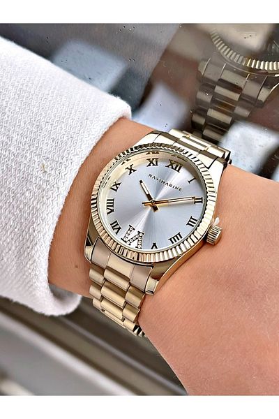 Navimarine Gold Color Steel Strap Women's Wristwatch Bracelet Gift