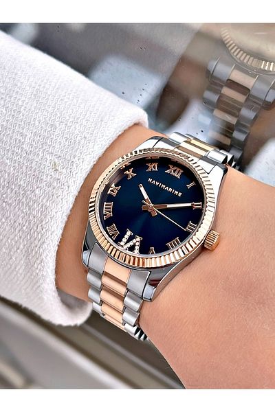 Navimarine Rosegold-silver Color Steel Strap Women's Wristwatch Bracelet Gift