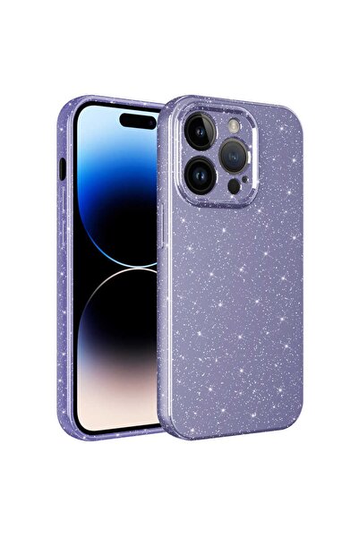 UnDePlus Apple Iphone 14 Pro Max Kılıf Simli Silikon Lüks Kapak