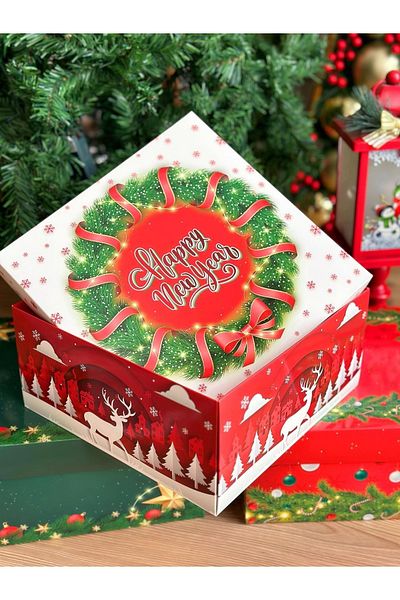 QUEEN AKSESUAR New Year New Year Custom Luxury Thick Gift Box Package Packaging Happy New Year Deer Pattern
