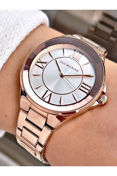 Navimarine Copper Color Steel Strap Women's Wristwatch Bracelet Gift