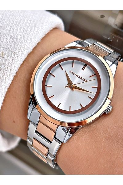 Navimarine Rosegold-silver Color Steel Strap Women's Wristwatch Bracelet Gift