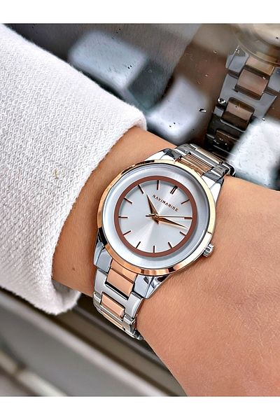 Navimarine Rosegold-silver Color Steel Strap Women's Wristwatch Bracelet Gift
