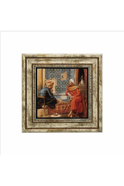 Sadrazam Chess Players Ludwig Deutsch, 1896 Printed Natural Stone Painting 25Cmx25Cm Krt-132