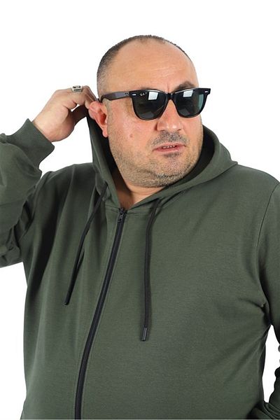 Starbattal Μεγάλο μέγεθος Basic Seasonal Sweat με φερμουάρ με κουκούλα 22751 Khaki