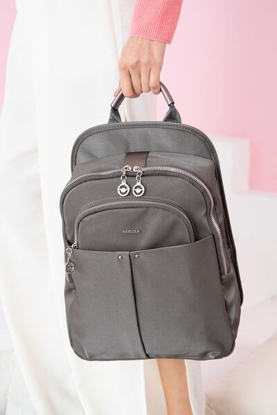 MEGA ÇANTA Ženska siva veganska padobranska torba sa više odjeljaka Ranac