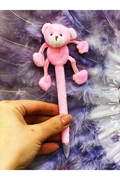 Nikah Şekeri Market قلم حبر جاف مع دمية دب وردية اللون كهدية