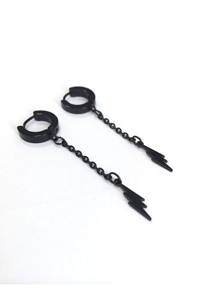 oldskoolbutik مجموعة أقراط لايتنينج ستيل سوداء