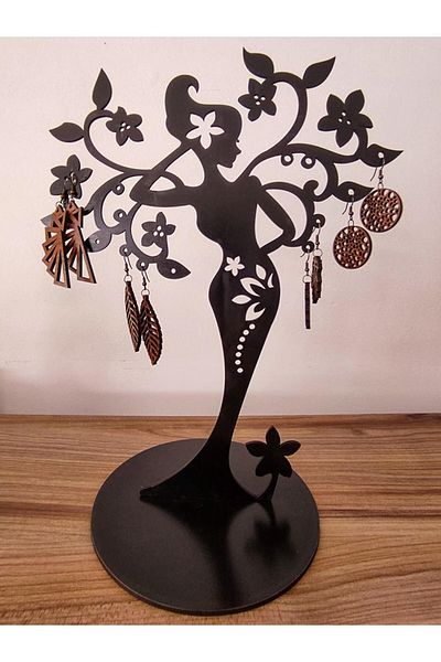 Hellove Jewelry Stand Jewelry Earring Stand with Mermaid Figure Wooden Jewelry Box