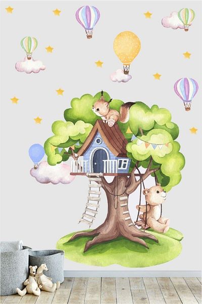 Piksel Grafik Autocolant de perete pentru camera copiilor Tree House