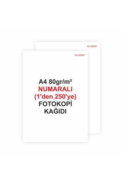 Numaralı A4 80gr/m² Fotokopi Kağıdı ( 1-250 Sayfa)