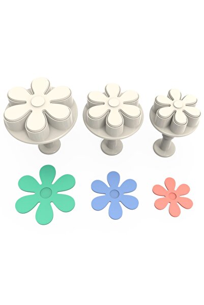 AGN STORE Flower Press (with injector) Kopat Cookie Mold – 3 Pieces