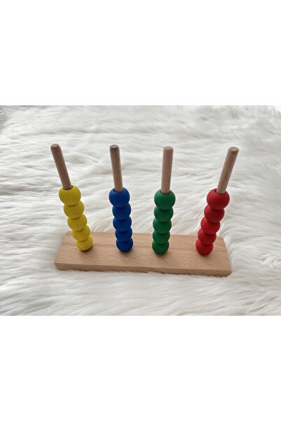 DORU Doğal Organik Ahşap Montessori Oyuncak Renkli Boncuk Dizme Eğitici Zeka Oyunu Bebek Odası Dekor