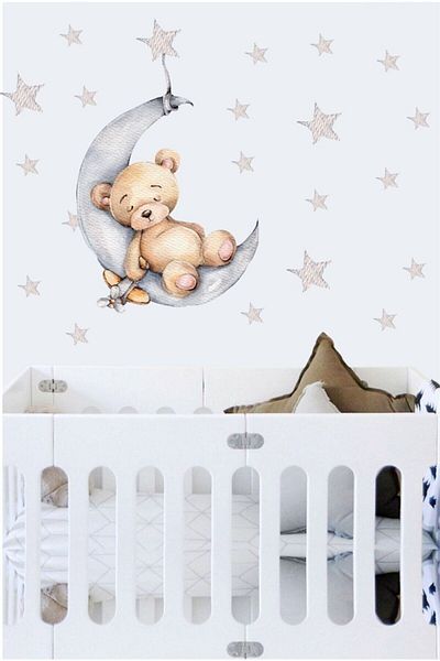 Piksel Grafik Αυτοκόλλητο παιδικού δωματίου Teddy Bear on the Moon