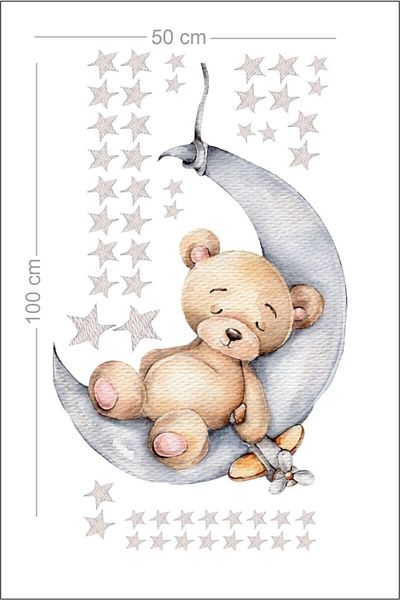 Piksel Grafik Αυτοκόλλητο παιδικού δωματίου Teddy Bear on the Moon