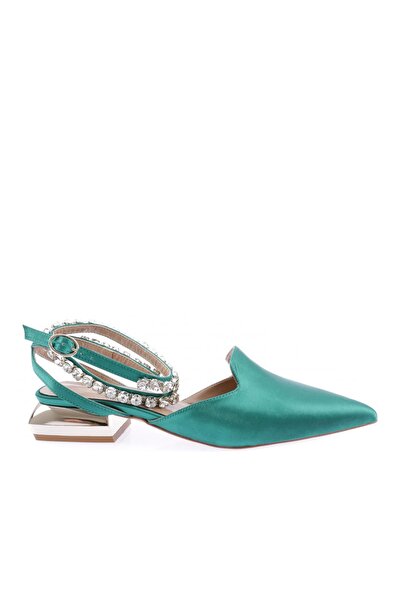 DGN Women's Pointed Toe Galvanized Heel Crystal Stone Drawstring Sandals Gree...