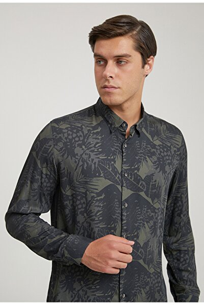 Tween Slim Fit Haki Baskılı Gömlek
