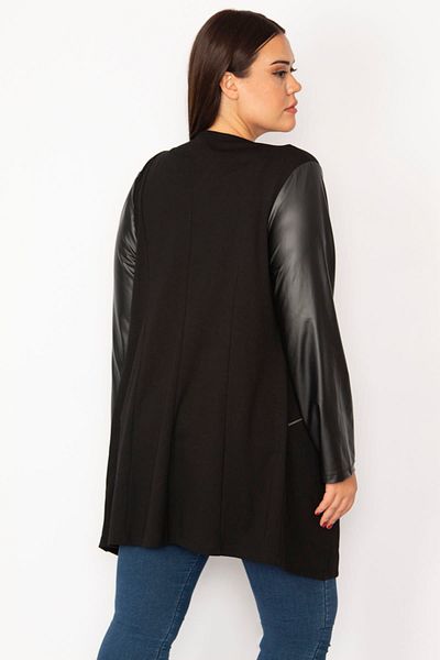 Şans Plus Size Jacket - Black - Oversize