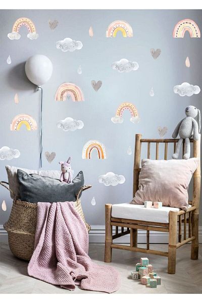 Piksel Grafik Autocolant de perete Rainbow Sky Set