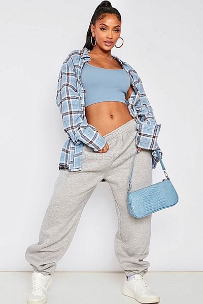 BSBSPOR Γκρι βαμβακερό Jogger Sweatpants - Χειμερινό, ελαστικό γυναικείο πόδι