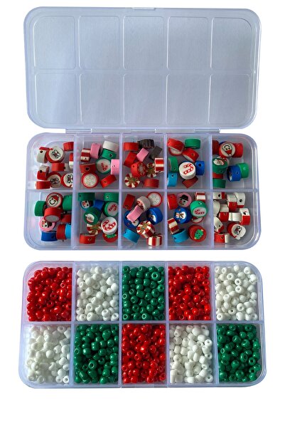 By MO Accessories 100 buc în mini cutie dublă Figură de Anul Nou Mărgele de nisip Argilă polimerică Fimo Bijuterii cadou Brățară de Moș Crăciun