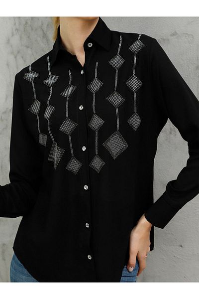 TRENDBUTİKOFFİCİAL Cămașă cu model pătrat cu pietre