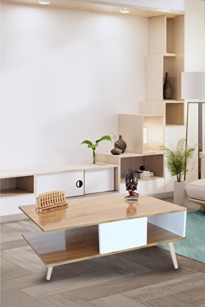 Victor Vallery 90x54 Cm White Ceviz Orta Sehpa