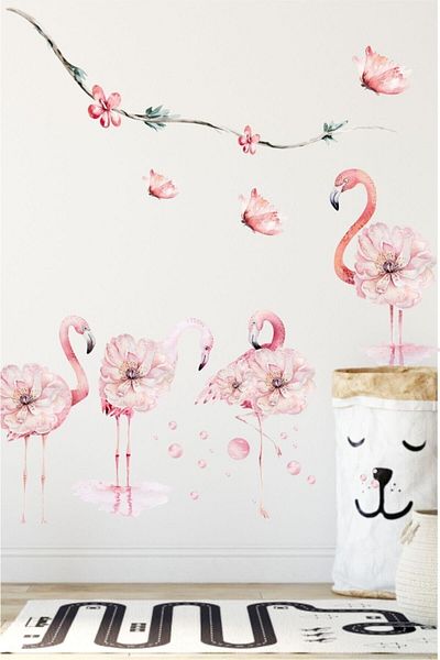 Piksel Grafik Flamingos Wall Sticker