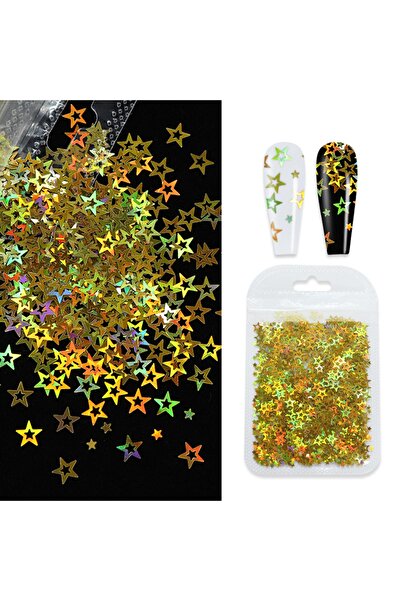Beauty Box Içi Boş Holografik Yıldız Pul Makeup Nail Art Resin Art Kalıcı Oje...