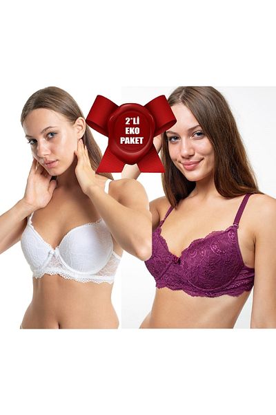 A&K ZÜMRA Sutien cu sârmă pentru femei, căptușit cu cupe moale, din dantelă, alb-cimbru