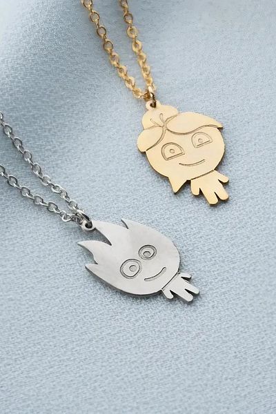 The Collection 2 Pieces Fire And Water Necklace Dear Friendship Best Friends Necklace