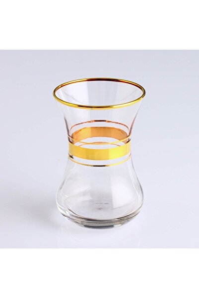 KristalGalerisi Paşabahçe Ince Belli Çay Bardak Altın Yaldızlı 6 Adet