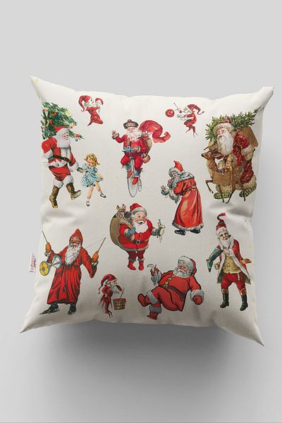 menesahome Santa Claus Christmas Patterned Red Throw Pillow Case Christmas Christmas Deer 43x43 Cm