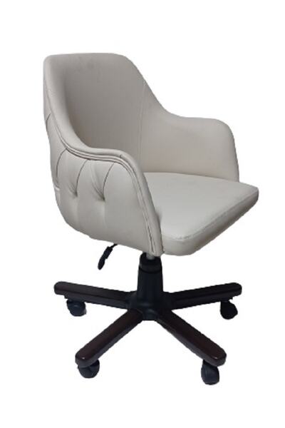 KamusalMarket Ofis Koltuğu Çalışma Sandalyesi Ahşap Ayaklı Suni Deri