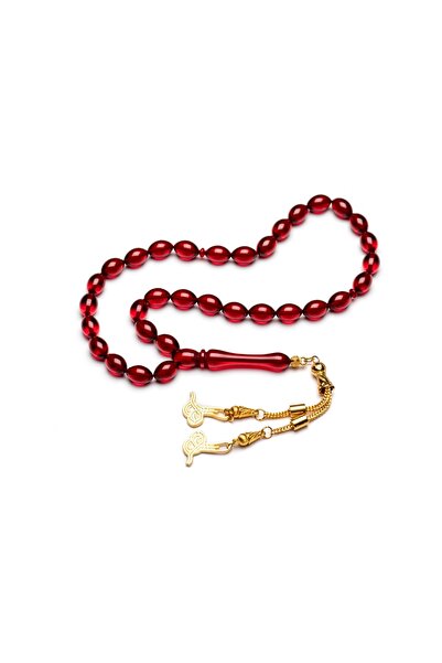 enderun هدية للرجال مسبحة صلاة كهرمانية حمراء اللون