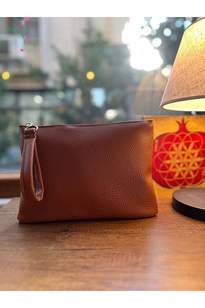 Simfa Γυναικείο Δερμάτινο Portfolio Clutch Χέρι / Organizer τσάντας μακιγιάζ με επένδυση με φερμουάρ