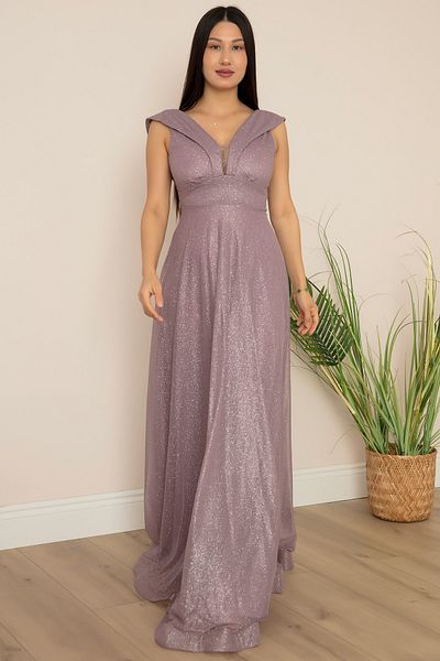 PULLIMM Glittery Tulle Long Evening Dress 13280