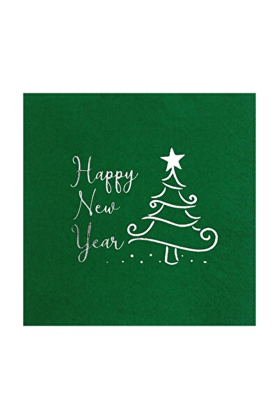 Story مناديل ورقية منقوشة برقائق فضية مقاس 33x33 سم Happy New Year مكونة من 1...