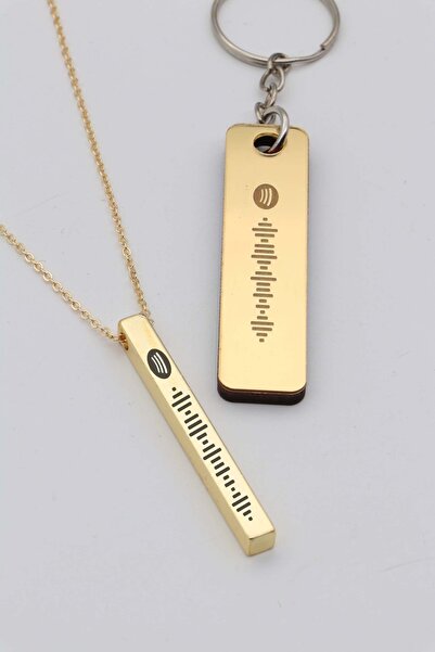 Northwatch Unisex Spotify Kodlu Gold Renk Çubuk Bar Kolye Ve Anahtarlık